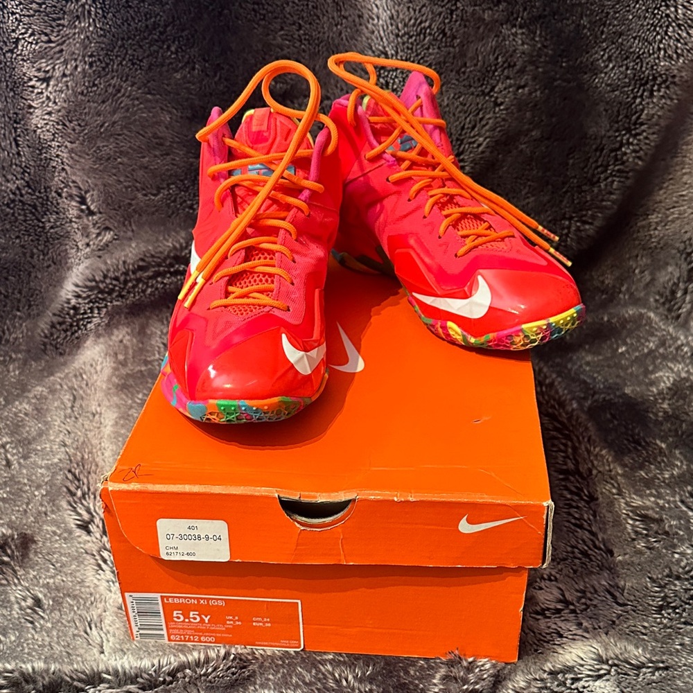 Nike LeBron XI Fruity Pebbles Shoes 5.5Y - Pink and Orange